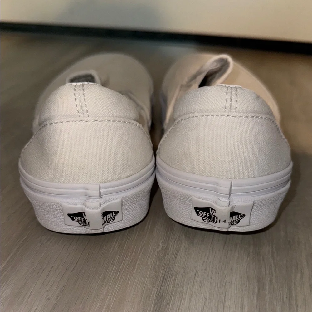 Vans Classic White Canvas Slip-Ons